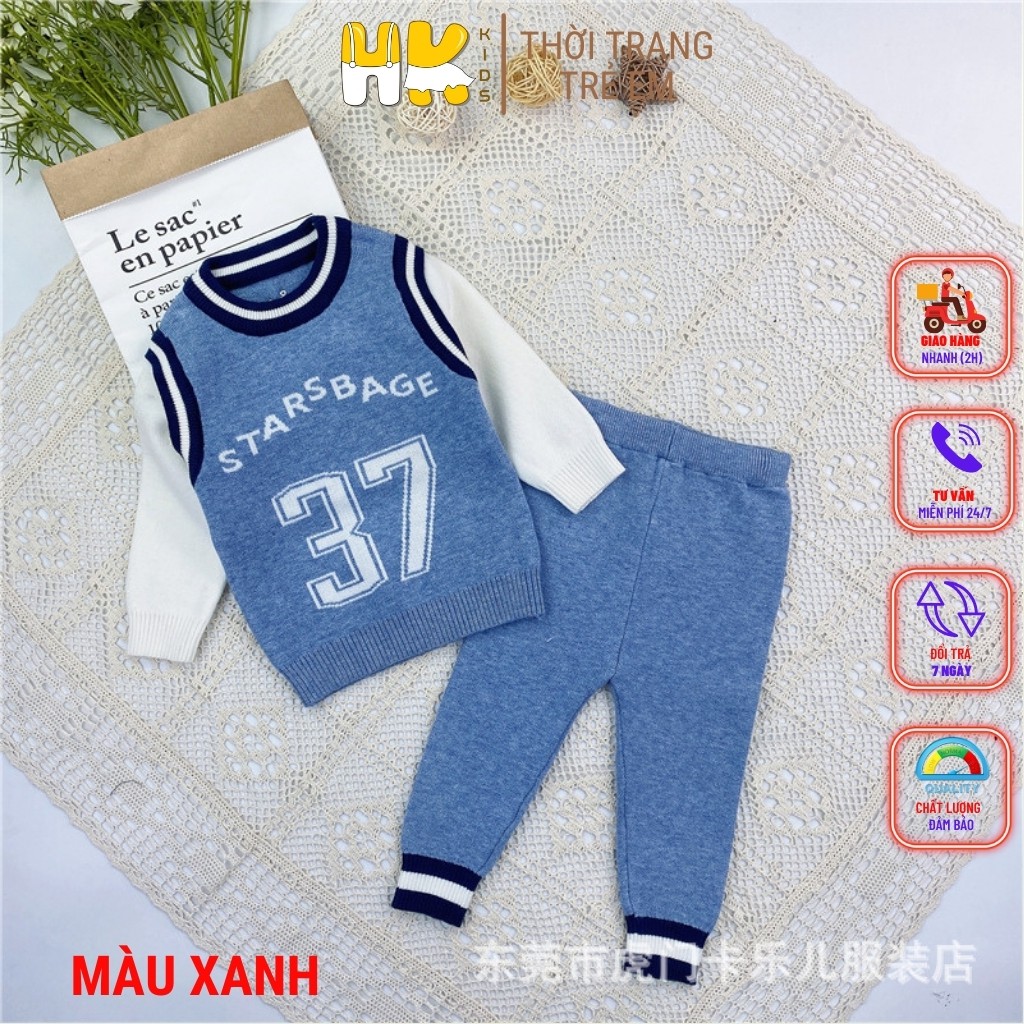 Bộ len số thể thao cho bé trai 8-20kg - HK KIDS (mã 0170)