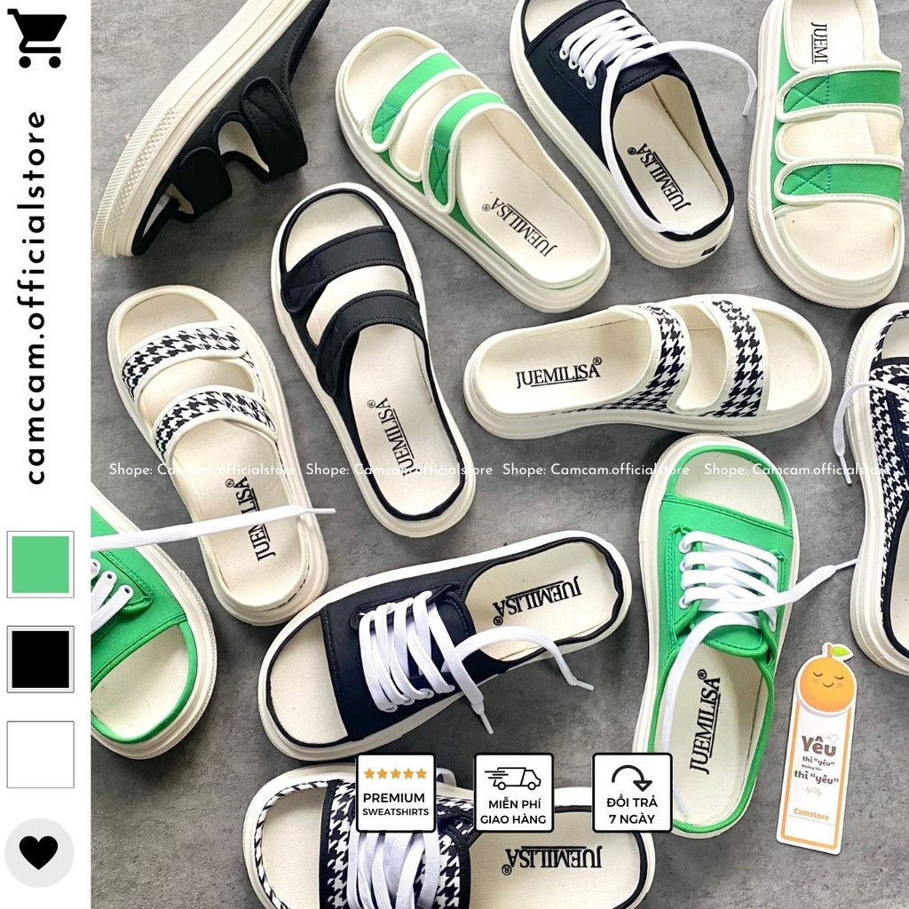 Dép Nữ Đế Giày Quai Đôi Họa Tiết - Trơn Thời Thượng CAMSTORE