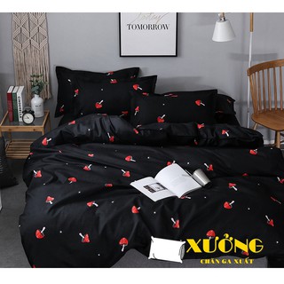 Bộ vỏ chăn ga gối poly cotton nấm đen