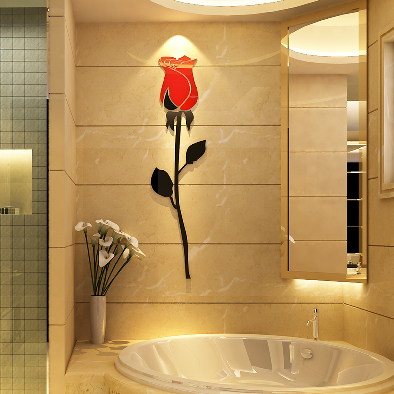 Tranh dán tường mica 3d decor khổ lớn bông hoa hồng trang trí phòng khách, phòng ngủ, phòng cưới Nhiều Size - EPeBen