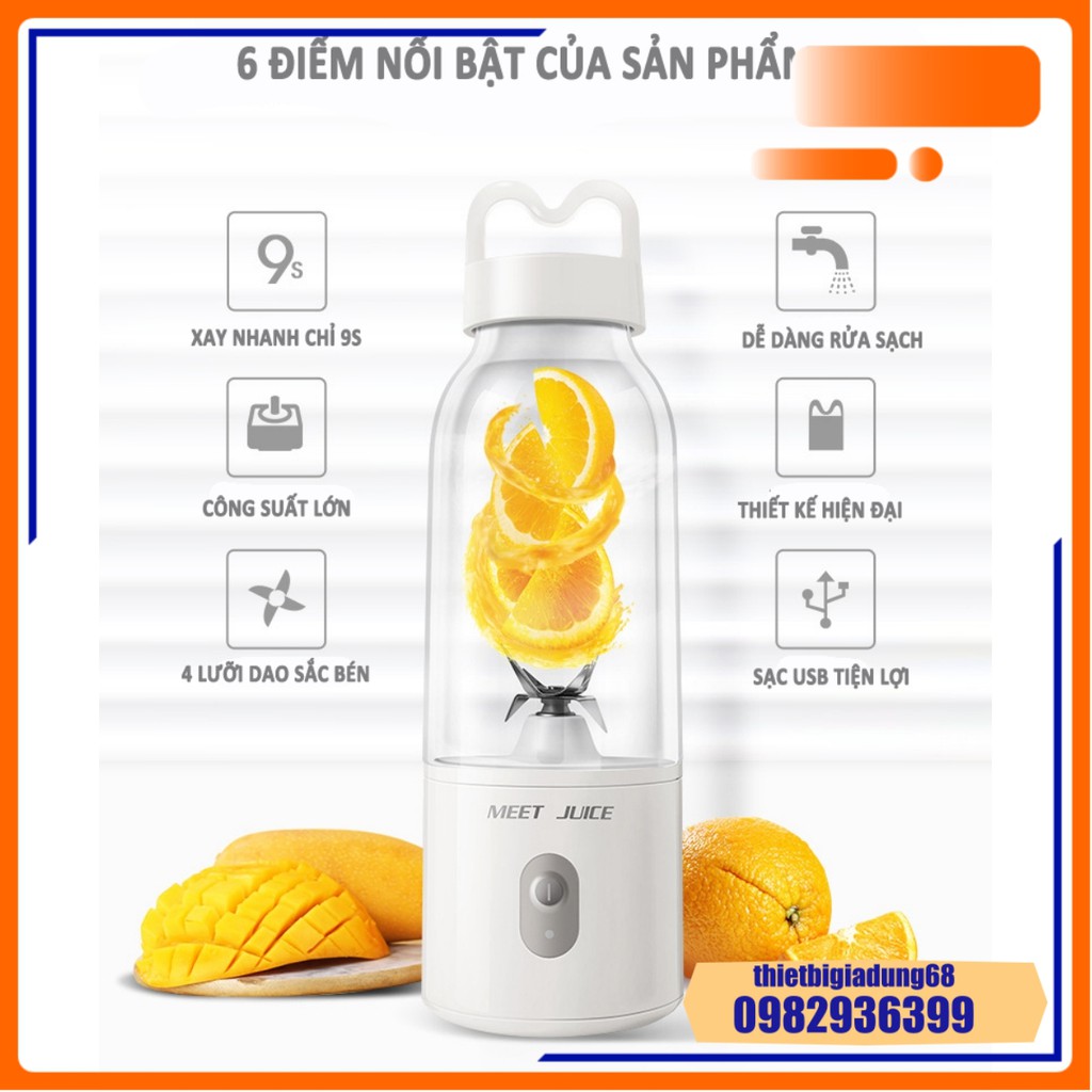 Máy Xay Sinh Tố Cầm Tay Meet Juice – Máy Xay Sinh Tố Mini Đa Năng – Xay Rau Củ Quả Trái Cây