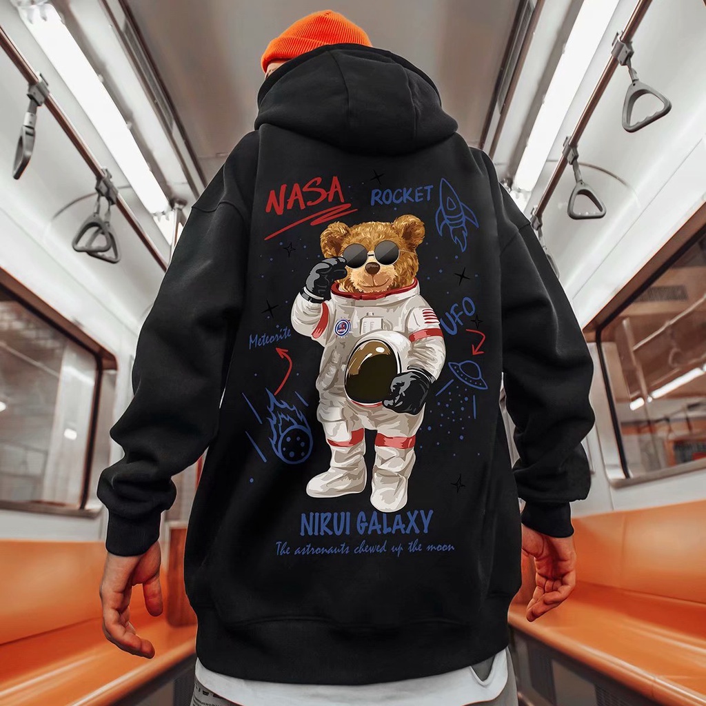 Áo Hoodie Dáng Rộng In Hình Gấu Guochao Phong Cách Hip Hop Thời Trang Thu Đông Cho Nam Size M-8Xl
