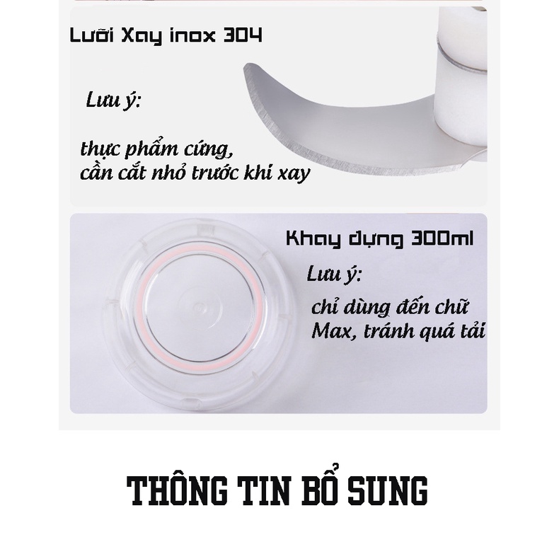 Máy xay mini xay tỏi ớt tiêu dùng pin 250ml