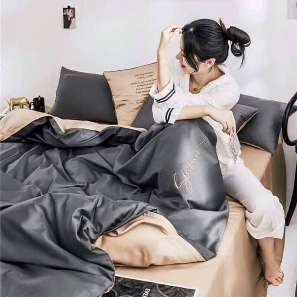 Bộ chăn ga gối lụa tencel 40S MD.Decor - Bedding mềm mát nhiều kích thước ra nệm m6 m8