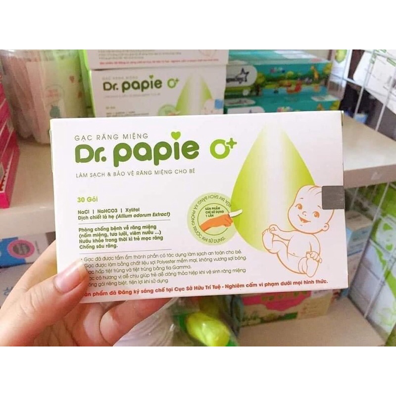 Gạc rơ lưỡi Dr Papie hộp 30 gói