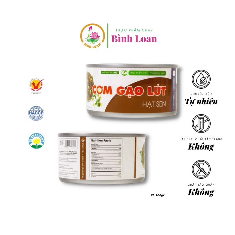 Thực Phẩm Chay Bình Loan - Cơm Gạo Lứt Hạt Sen 200g