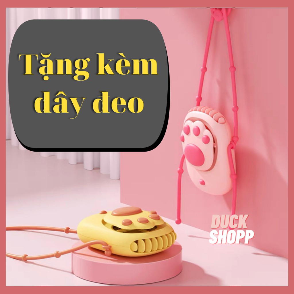 Quạt mini đeo cổ cầm tay 2 trong 1 hình mèo ct102, quạt tích điện cầm tay remeber me