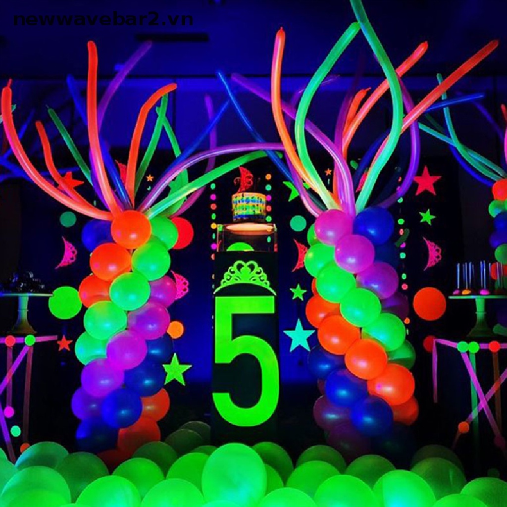 Bộ 100 Bóng Bay Dài Màu Neon Phản Quang Độc Đáo Dùng Trang Trí