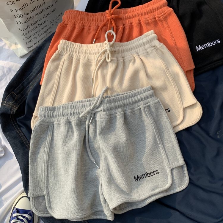 Quần Short Cotton Ống Rộng Thêu Chữ Thời Trang Hè 2021 Cho Nữ