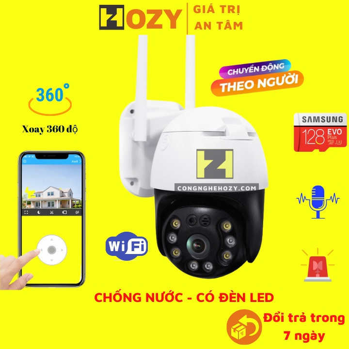 Camera wifi ngoài trời 3mpx siêu nét, chống nước, xoay 360 độ, báo động thông minh