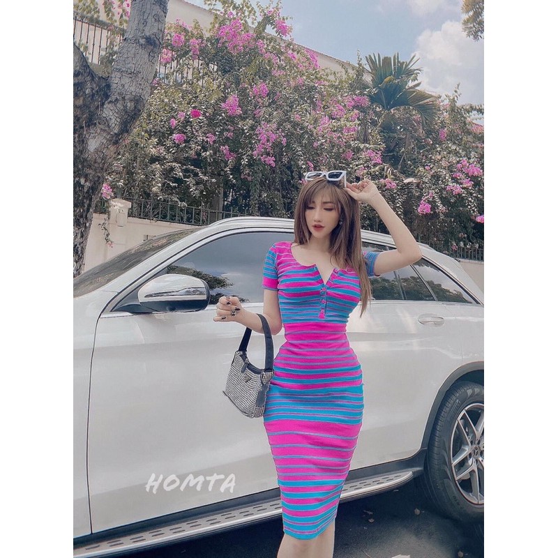 💥ĐẦM BODY SỌC NGANG TAY NGẮN TRẺ TRUNG , ĐẦM BODY CỔ LỌ SIÊU SANG CHẢNH💥 (Ms:BD02-03) | BigBuy360 - bigbuy360.vn