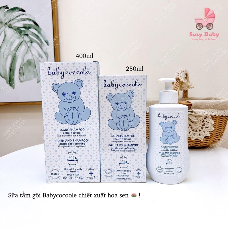 Sữa tắm gội Babycoccole 0m+ an toàn cho bé sơ sinh chiết xuất từ hoa sen 250ml - 400ml