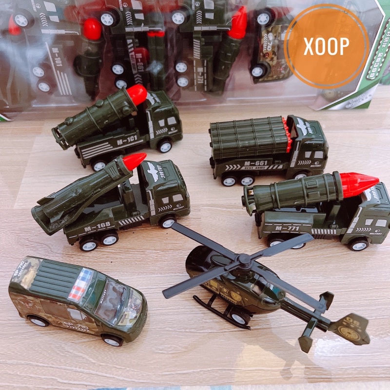 Sale !!! Đồ chơi ! Hộp 6 xe phương tiện quân đội chiến đấu cho bé H2   shop phúc yến