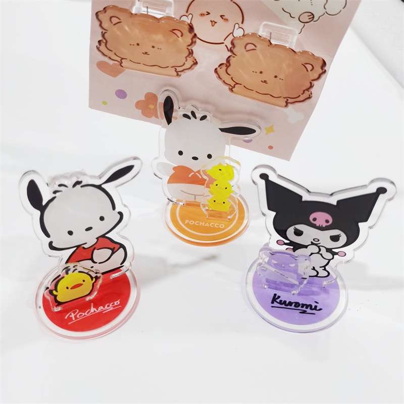 SANRIO Kẹp Cố Định Thẻ Ghi Chú Bằng Acrylic Mini Hình Kuromi Pochacco Dễ Thương