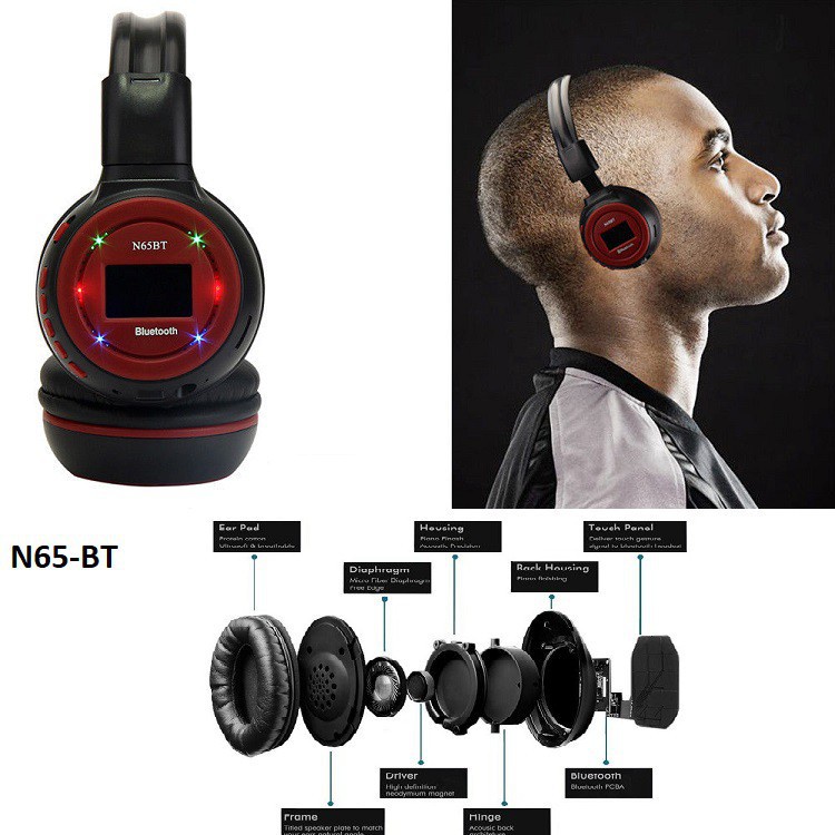 Êm Tai, Pin 6H Tai Nghe Bluetooth Chụp Tai Siêu Trầm N65 Pin 6h Hỗ Trợ Thẻ Nhớ Có Thể Gấp Gọn Được Gía Rẻ, Âm Thanh