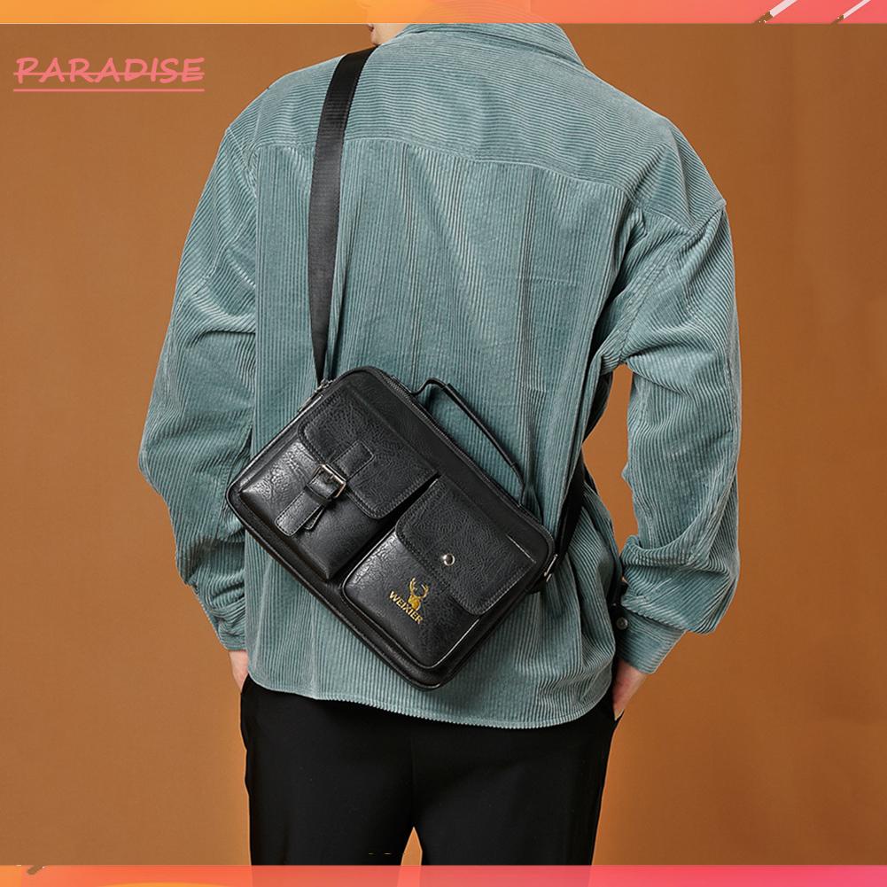 Túi Xách Da PU Nhiều Ngăn Phong Cách Vintage Cho Nam