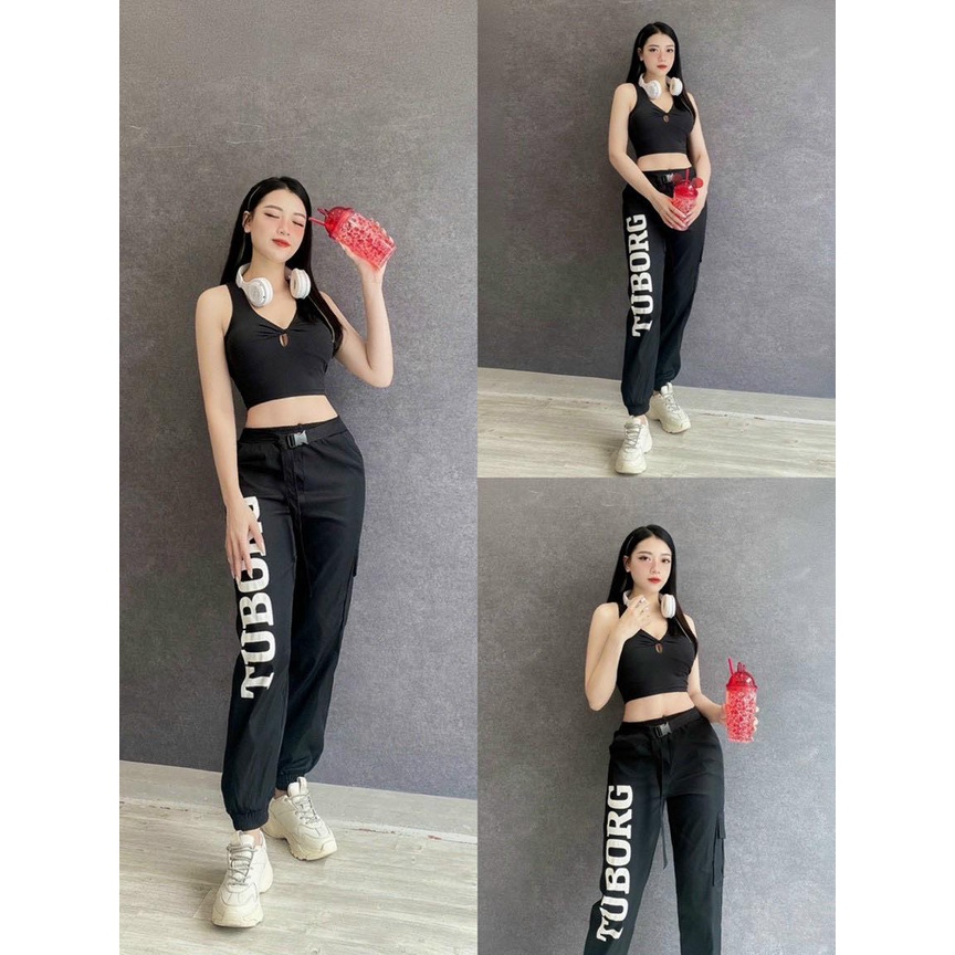 Đồ tập gym nữ,đồ tập thể thao TUBORG áo bra quần jogger chất kaki siêu sịn tập gym yoga zumba aerobic