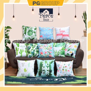 [DẠ MỊN] - Vỏ gối vuông tựa lưng trang trí sofa in 2 mặt dạ mịn LÁ XANH