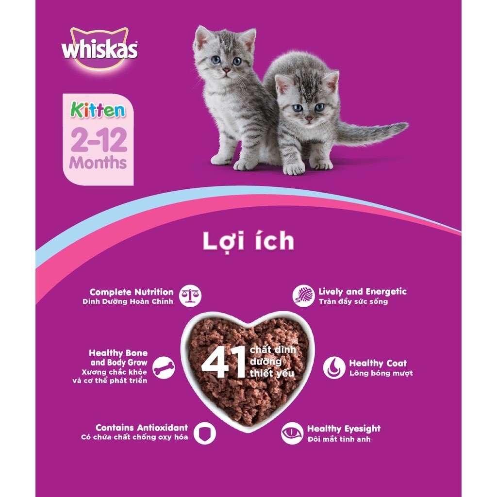 Thức ăn mèo con Whiskas vị cá thu túi 80g