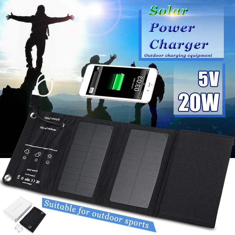 Tấm Sạc Pin Năng Lượng Mặt Trời Chống Thấm Nước Gấp Được Cổng usb Dành Cho Điện Thoại 20w