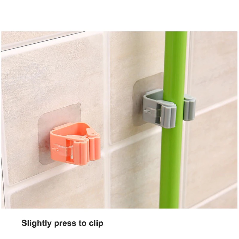 Móc kẹp cây lau nhà, treo chổi dán tường chống thấm nước