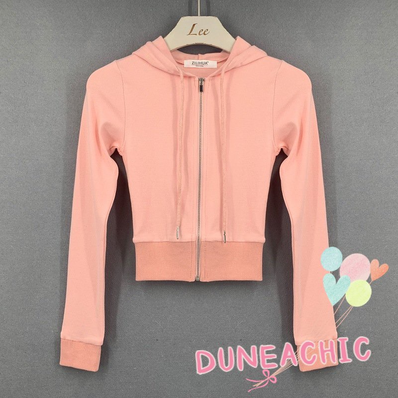 DUNEA Áo Khoác Len Có Mũ Trùm Phối Khóa Kéo Thiết Kế Quyến Rũ Dành Cho Nữ