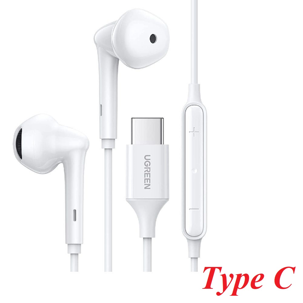 Tai nghe nhét tai cổng Type-C có điều khiển âm lượng Ugreen 60700 USB-C Màu Trắng EP101 Hàng chính hãng