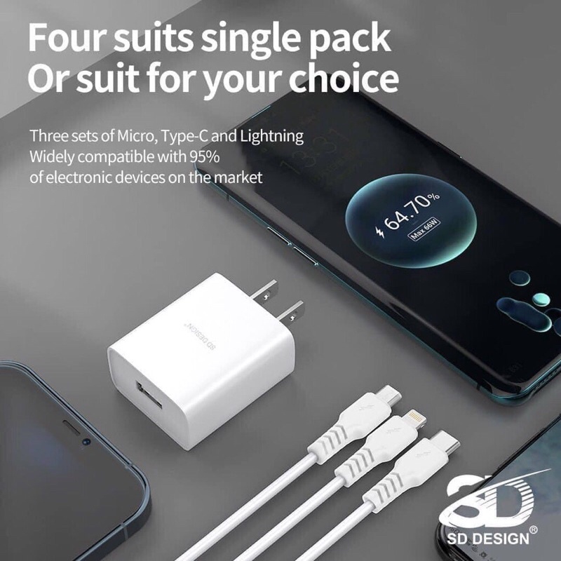 Bộ sạc nhanh 2.4A SENDEM HG88 cổng micro/sạc chuẩn