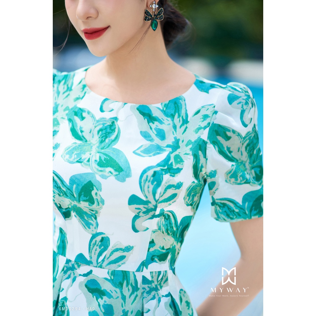Đầm Nữ Đi Chơi Dự Tiệc MY WAY Dáng Xòe Tay Bồng Họa Tiết Sang Trọng 6MD0294B ha0