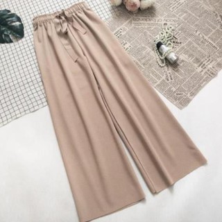 Quần ống rộng gân tăm đai nơ