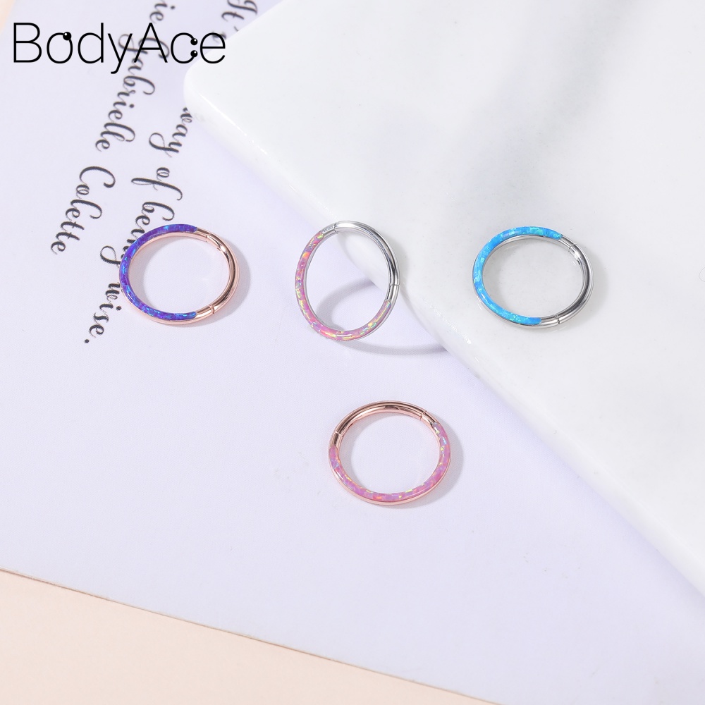 Khuyên Mũi Bằng Thép Không Gỉ Đính Đá Opal 16G Cá Tính