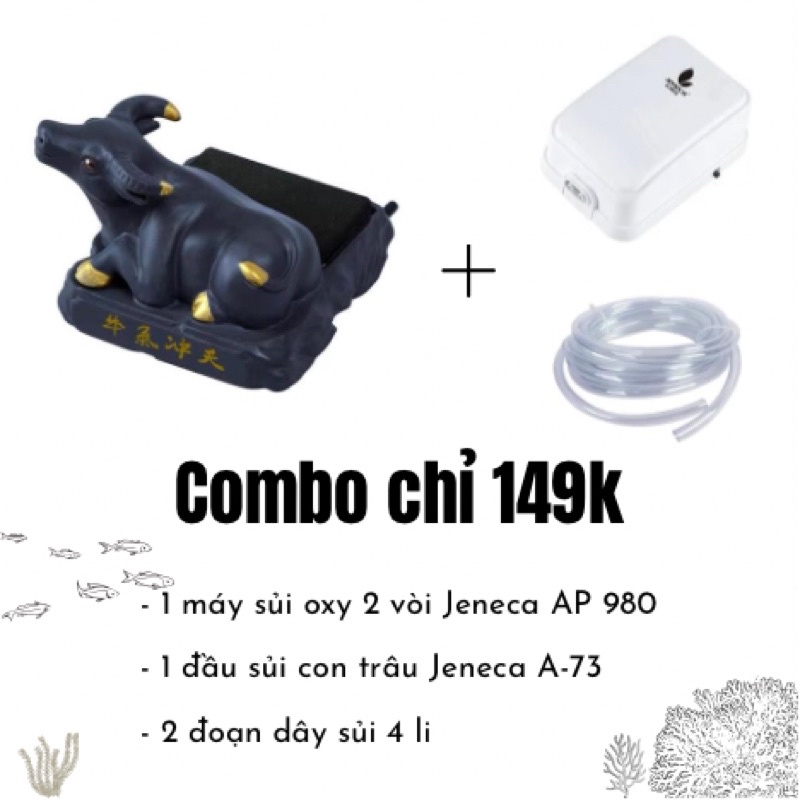 Đầu Sủi Oxy Tượng Trâu Jeneca A73 - Sủi Oxy + Trang Trí Bể Cá Cảnh