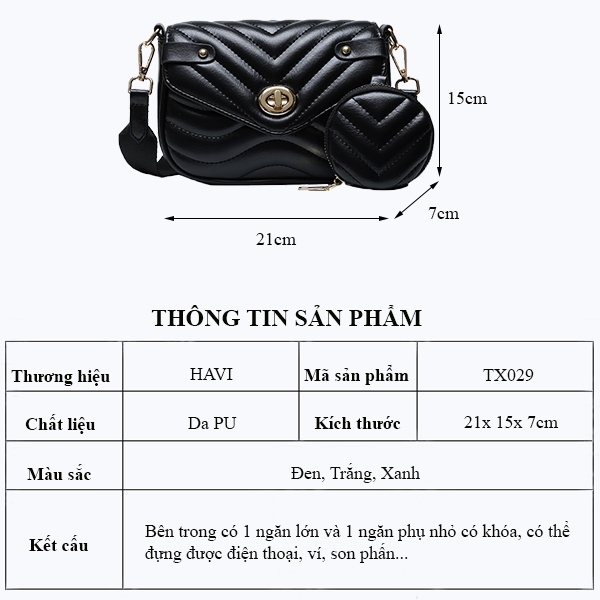 Túi Xách Nữ Đi Chơi, Đi Làm Đeo Chéo, Đeo Vai Thêu Hình Thoi Chéo Viền Cao Cấp TX029