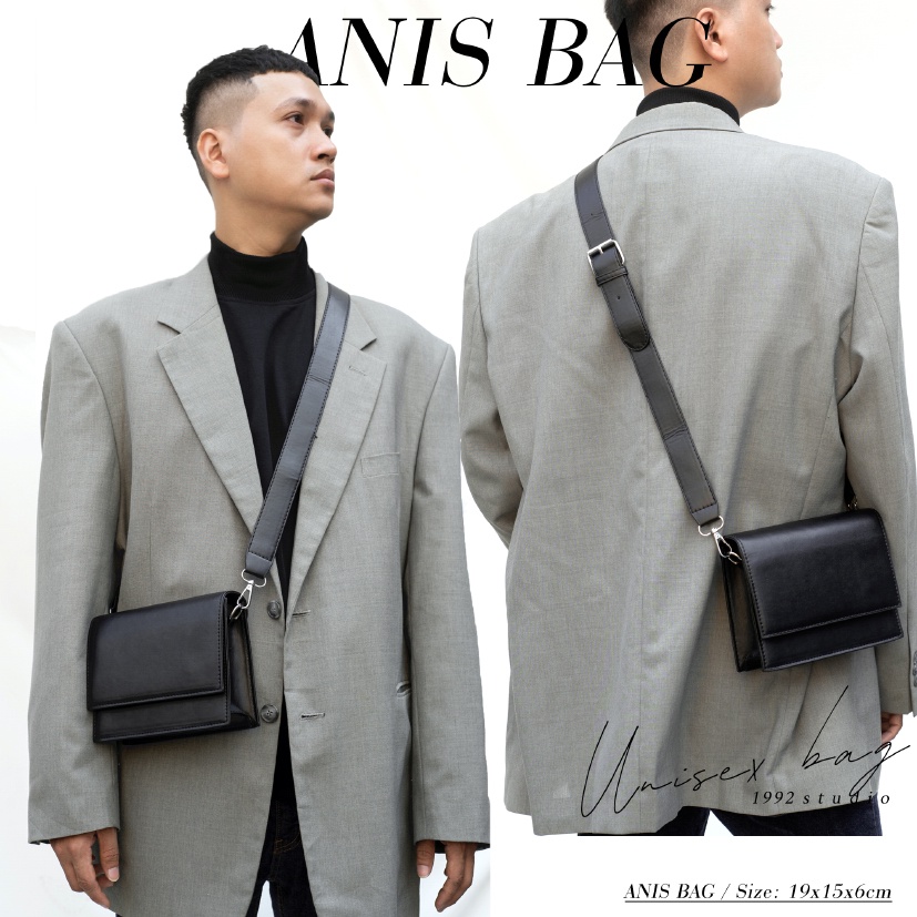 Túi xách unisex nam nữ / 1992 s t u d i o/ ANIS BAG/ đeo chéo, bản to, đơn giản, cá tính