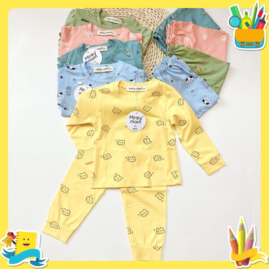 Bộ Cotton 100%  in hình thú nhí ngộ nghĩnh cho bé trai và bé gái
