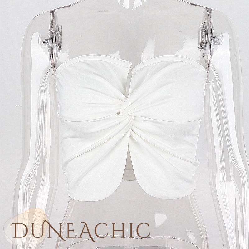 DUNEA Áo Ống Màu Trơn Trễ Vai Thiết Kế Quyến Rũ Cho Nữ