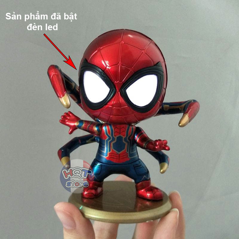 Mô hình iRon Spider Man Chibi K&amp;I đầu lắc lư (Có LED) - Avengers 3 Infinity War - Cuộc Chiến Vô Cực