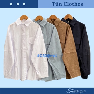 Áo sơ mi trơn dáng oversize chuẩn vintage
