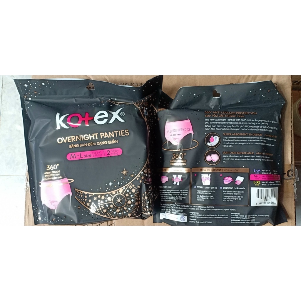 Băng đêm dạng quần kotex M - L gói 2 miếng