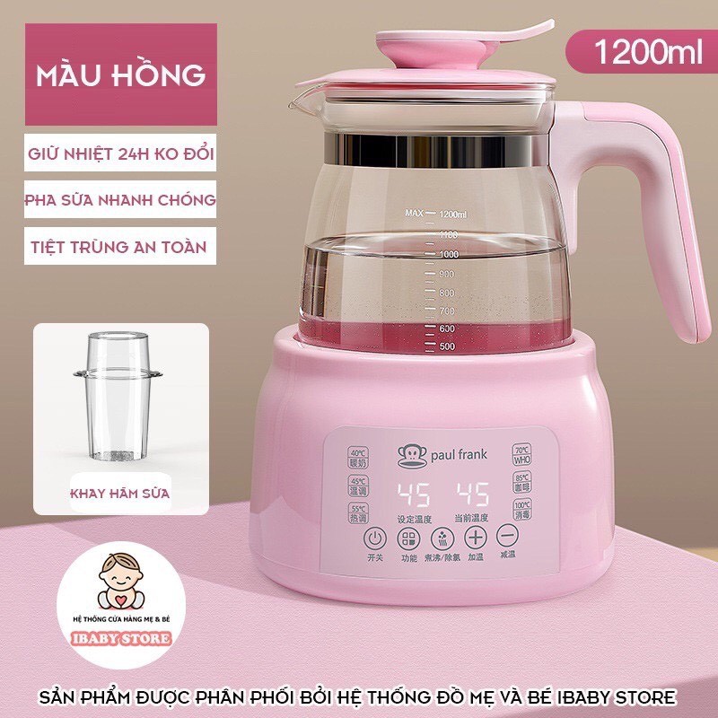 [TẶNG KHAY HÂM SỮA] Máy Hâm Nước Pha Sữa PAUL FRANK Điều Chỉnh Nhiệt Độ Thông Minh, Khử Clo Nước, Tiệt Trùng Bình Sữa