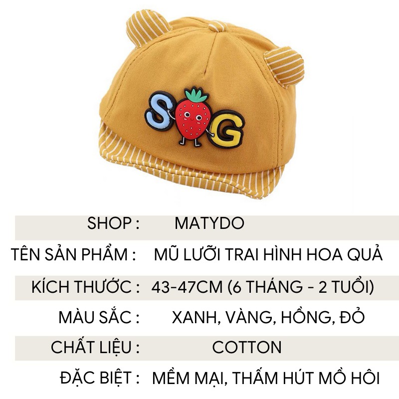 Mũ cho bé gái bé trai mũ nón lưỡi trai hình hoa quả đáng yêu phụ kiện mũ nón MU018