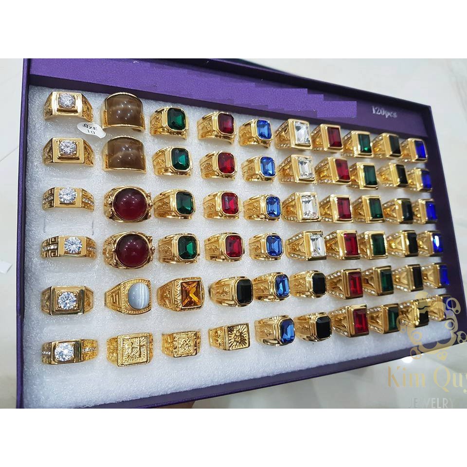 Nhẫn nam bạc mạ vàng mặt đá đẹp siêu thực