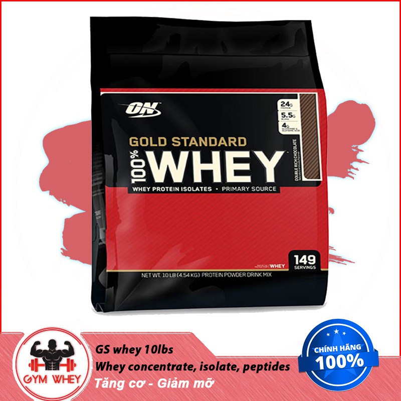 Sữa Tăng Cơ Cho Người Tập Gym Gold Standard 100% whey - Optimum Nutrition - 10lbs - Từ Mỹ