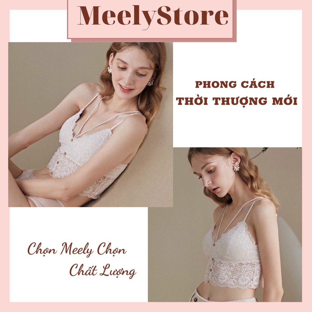 Áo Bralete Ren Nữ 2 Dây Cao Cấp Có Đệm Mút Dáng Crotop Thiết Kế Khuy Trước, Bra sexy siêu quyến rũ Hot Tôn Vòng 1 - 067
