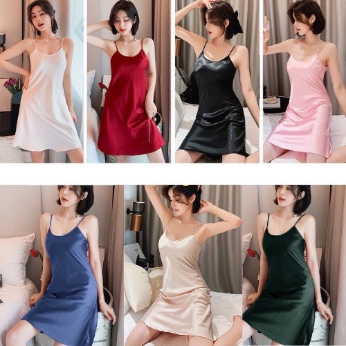 Váy Ngủ 2 Dây Lụa Satin Cao Cấp Mềm Mịn, Quyến Rũ-đầm Ngủ Dễ Thương