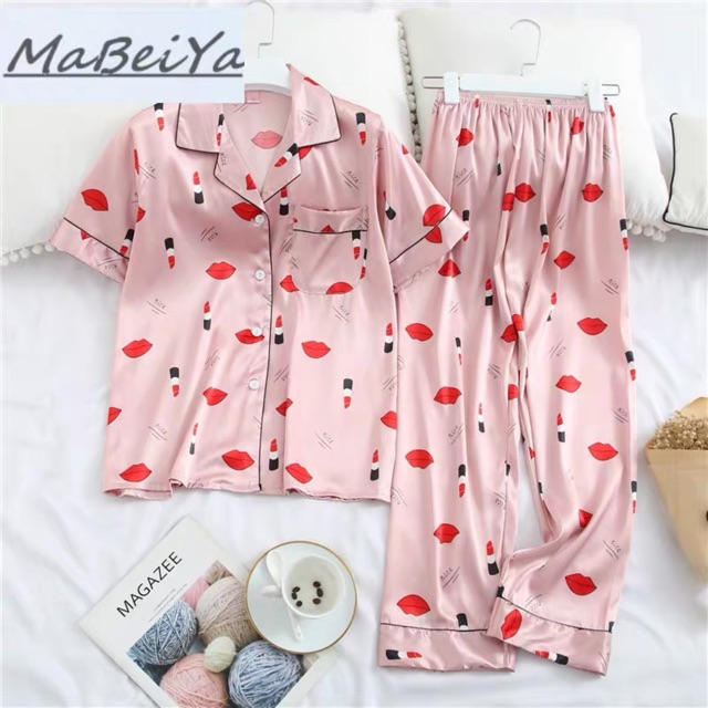 [Mã SMA071008 hoàn 10K xu đơn 0Đ] Bộ đồ pijama lụa cao cấp❣️bộ ngủ lụa quần dài-áo cộc (tơ lụa Quảng Châu) | BigBuy360 - bigbuy360.vn