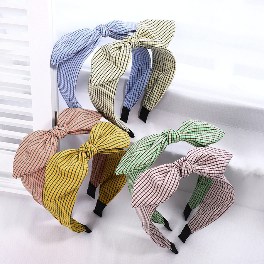 Băng Đô Nơ Họa Tiết Ca Rô Phong Cách Hàn Quốc Dành Cho Nữ