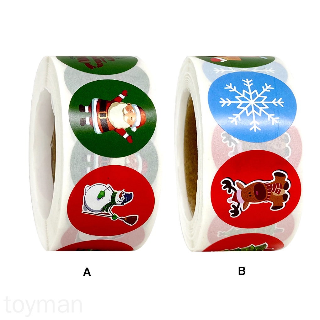 Cuộn 500 nhãn dán trang trí họa tiết giáng sinh