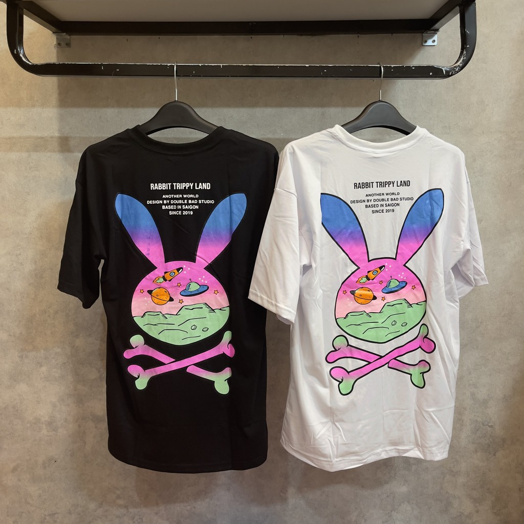Áo thun tay lỡ unisex form rộng Bad Habits Trippy Land, vải cotton 100% co dãn tốt, hình in to và bền AL54