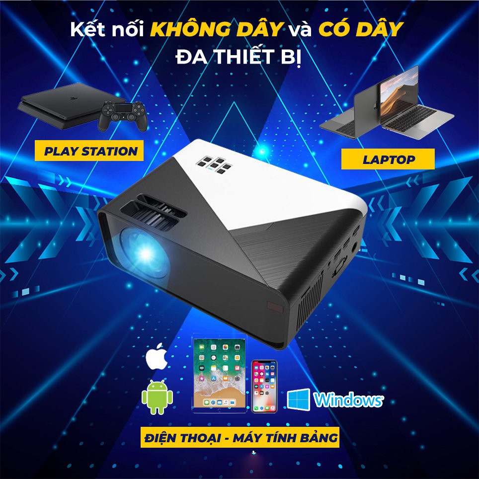 Máy Chiếu Mini Aluh Smart X5 Pro FullHD 1080p, Xem phim bóng đá, neflix Tặng dây hdmi cho bản x5 pro